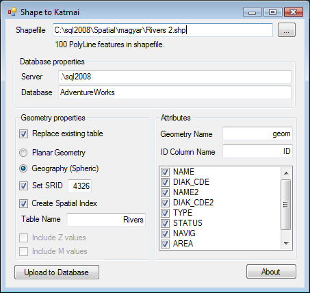ShapeFile import adatbázisba